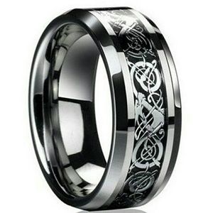 Silver & Black Titanium Celtic Knotwork Band  b